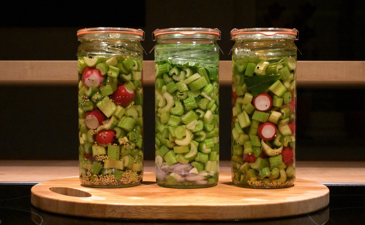 Jar of fermenting wild sauerkraut